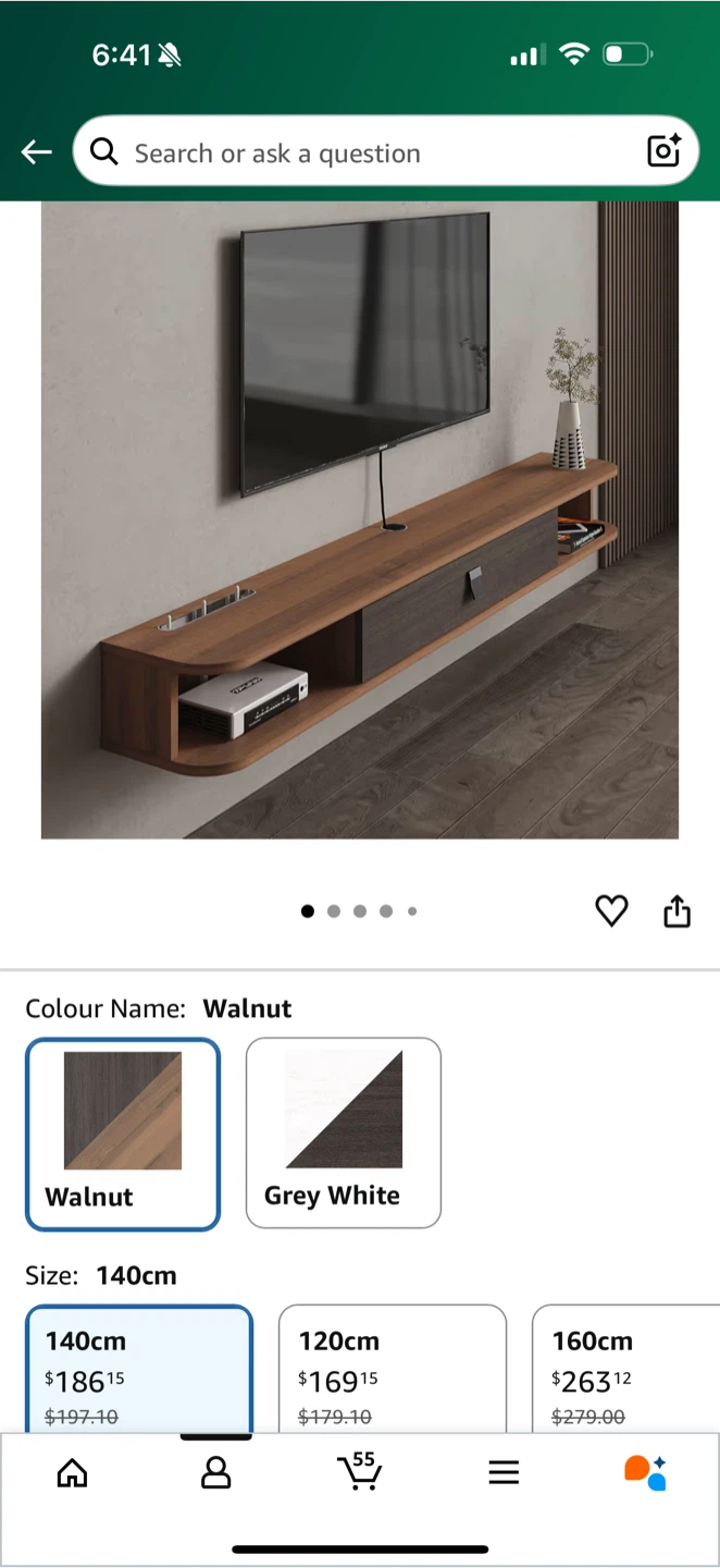Walnut Wall Mounted Floating TV Stand 55” - photo 3