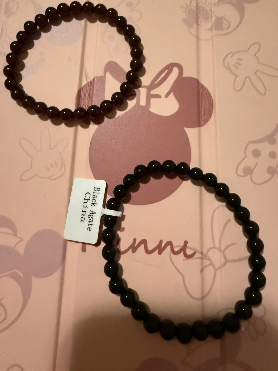 Black Agate Bead Bracelets - Set of 2 - photo 2