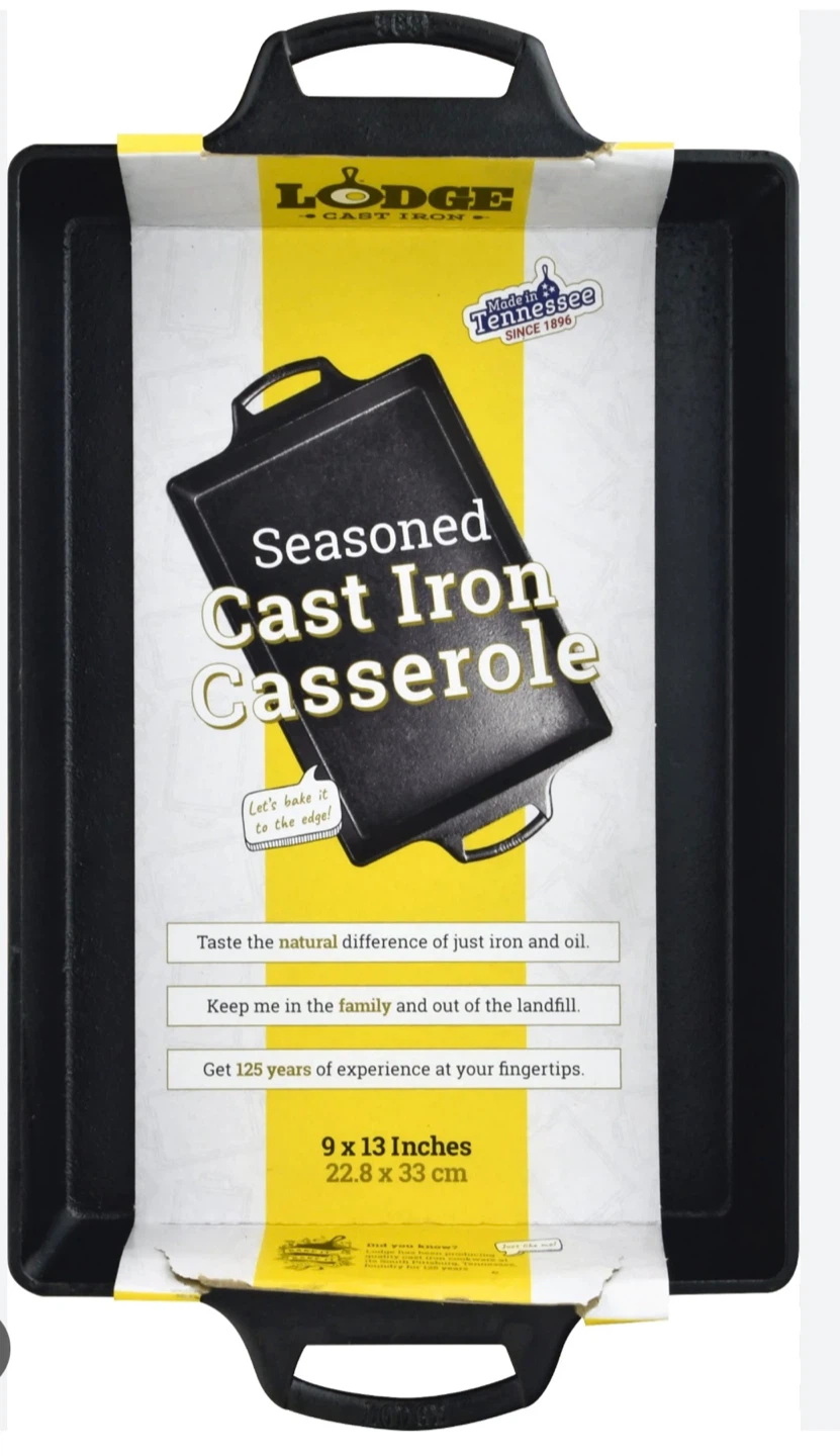 Lodge Seasoned Cast Iron Casserole - 9x13 Inches