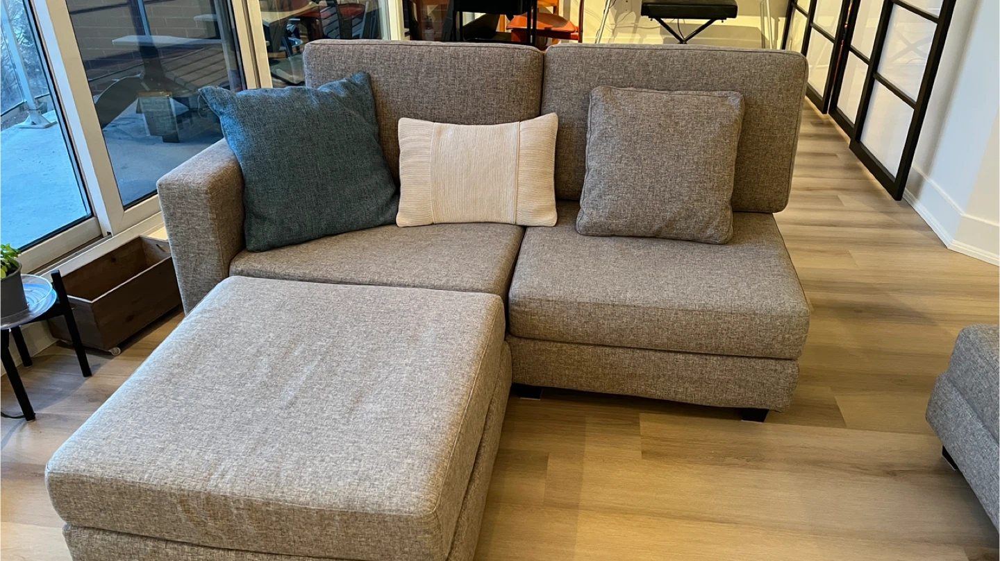 Beige-grey sectional sofa with dark brown option. - photo 5