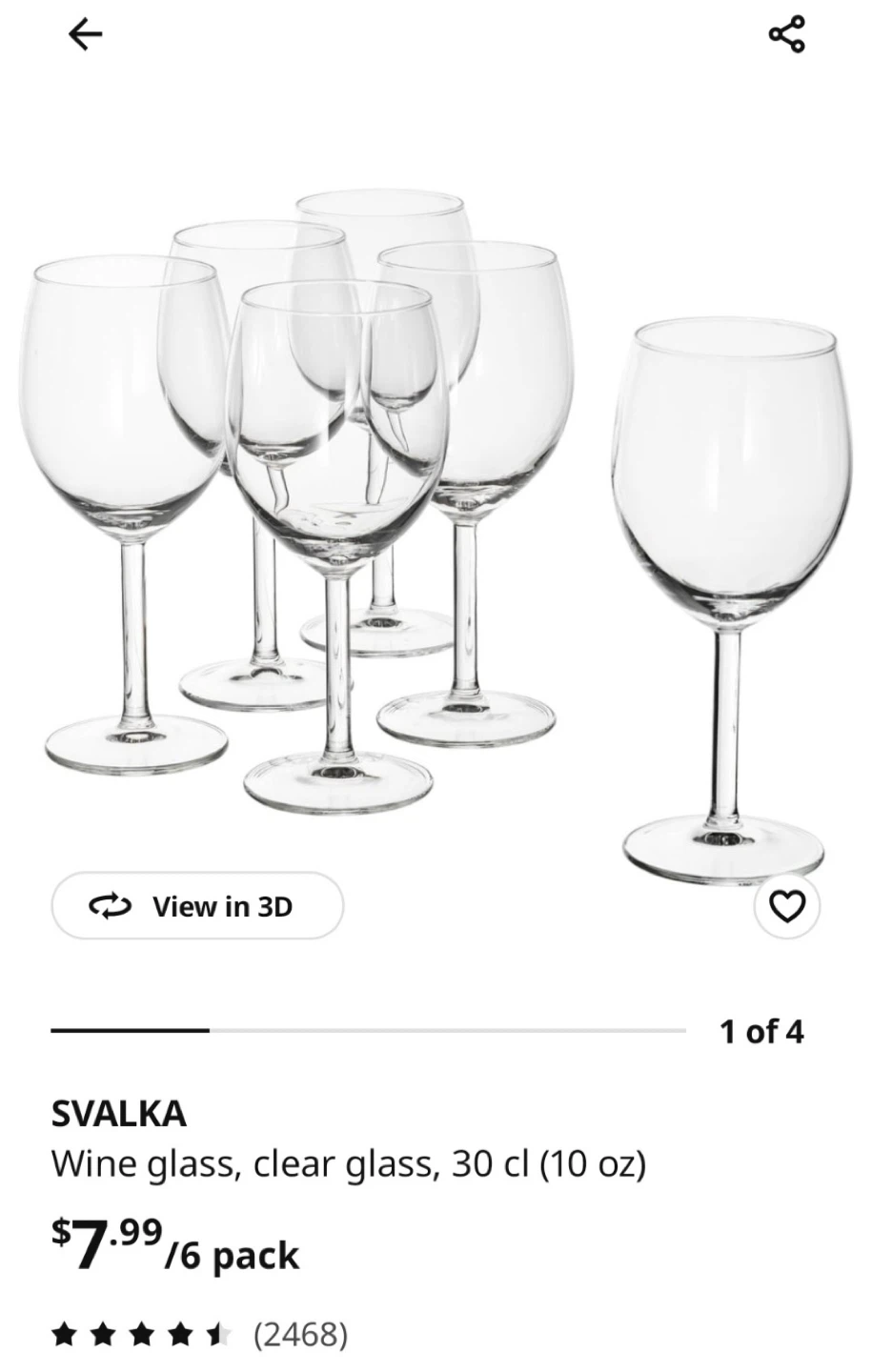 IKEA Svalka Wine Glasses, Set of 6 - photo 2
