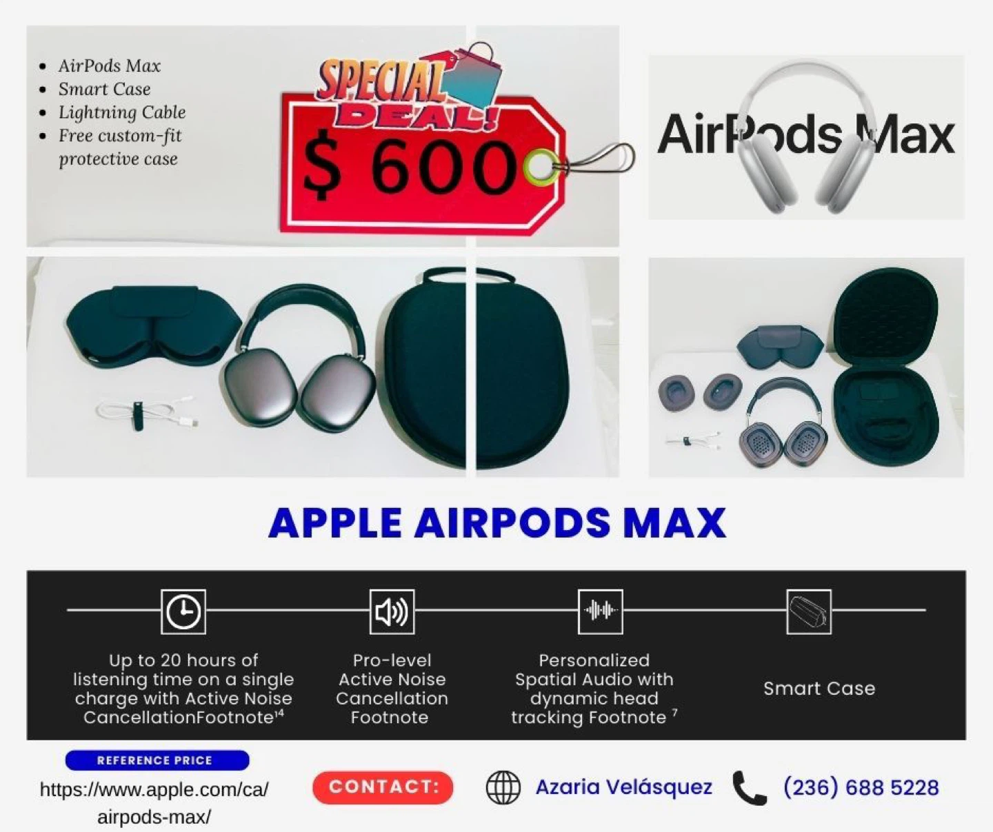 Apple AirPods Max + Smart Case & Protective Hard Case