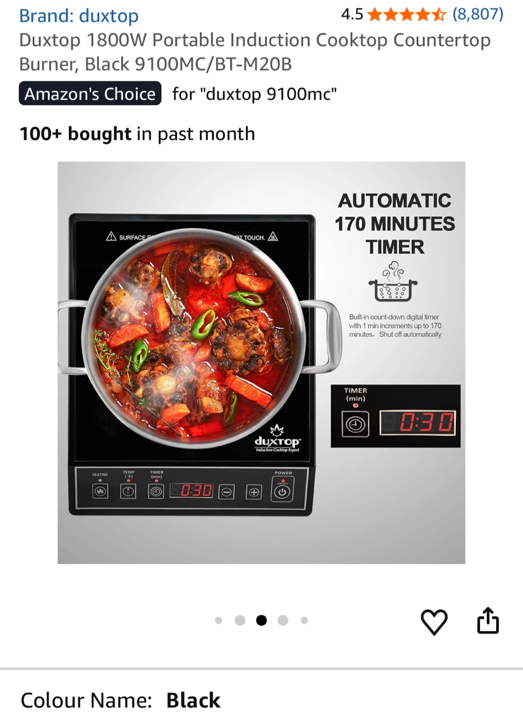 Duxtop 1800W Portable Induction Cooktop - Black - photo 3