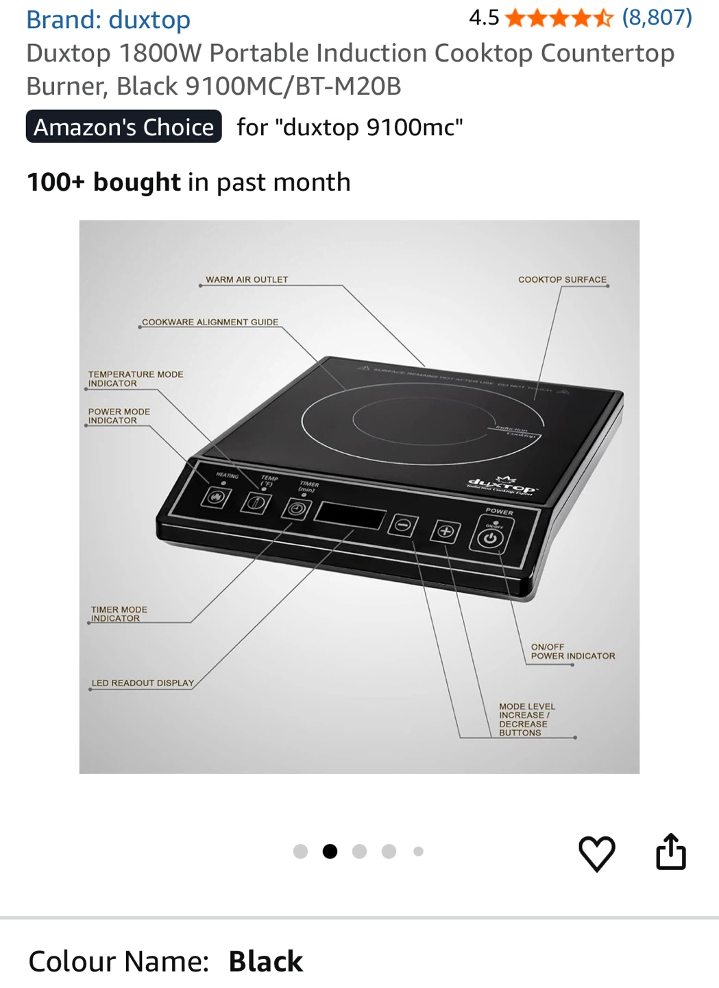 Duxtop 1800W Portable Induction Cooktop - Black - photo 2