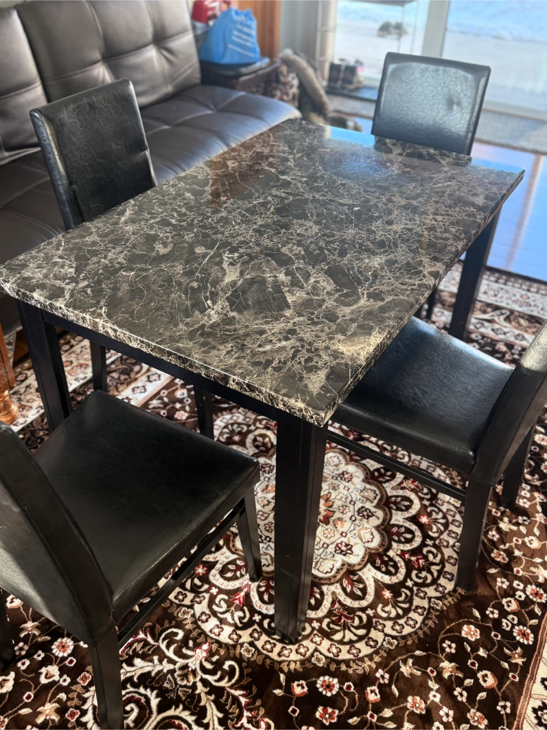 Dining Table with 4 Black Chairs - photo 2