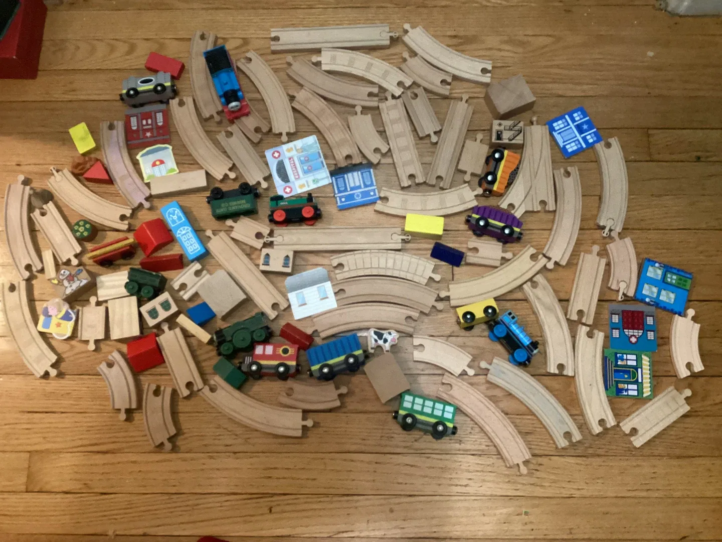 Large lot Wooden Train Tracks & Accessories