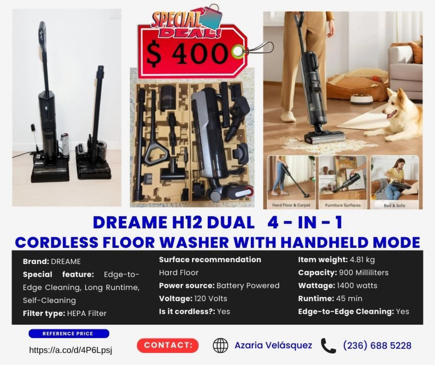 DREAME H12 Dual Cordless Floor Washer - 4-in-1