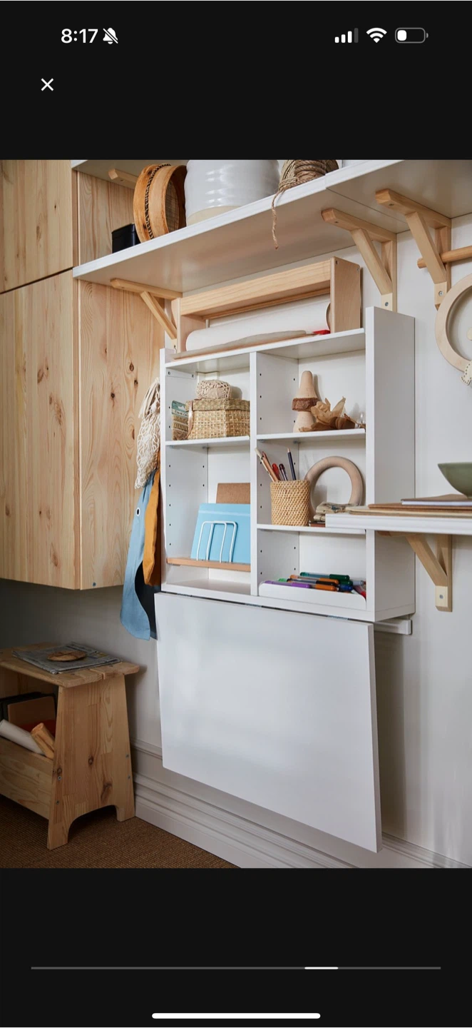 Wall-mounted Drop-leaf table / Foldable / White - photo 3