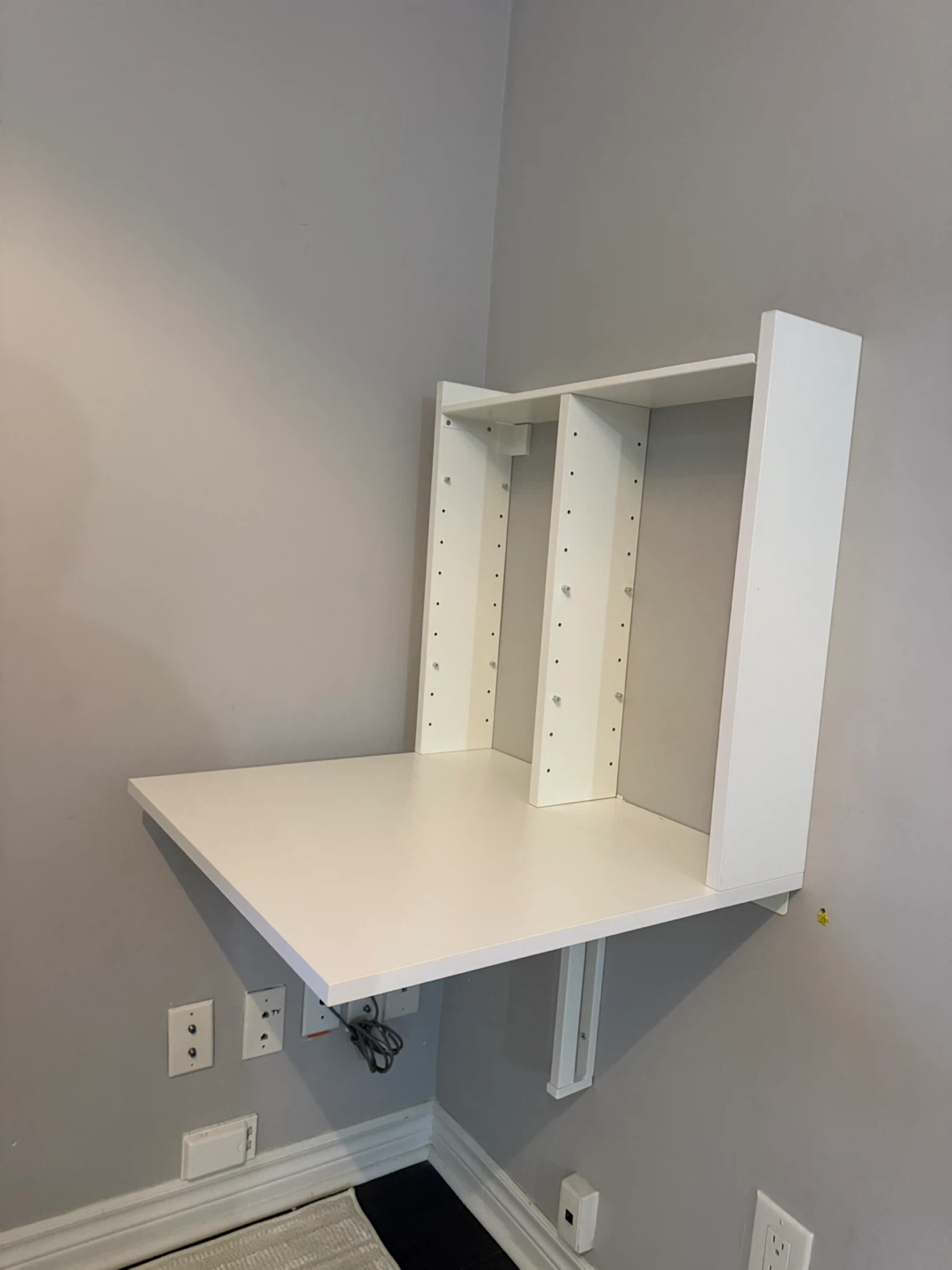 Wall-mounted Drop-leaf table / Foldable / White - photo 2