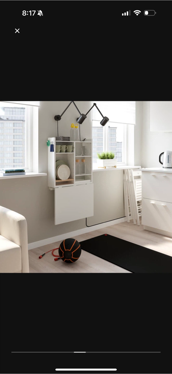 Wall-mounted Drop-leaf table / Foldable / White - photo 4