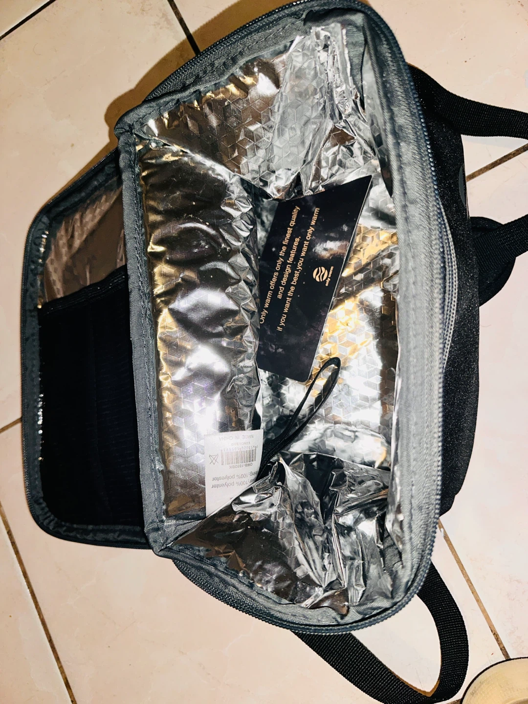 Only Warm Black Insulated Lunch Bag