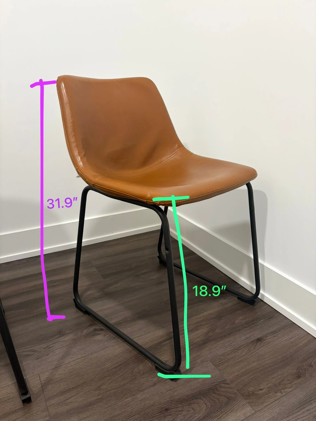 Set of 2 Brown Faux Leather Dining Chairs - photo 2