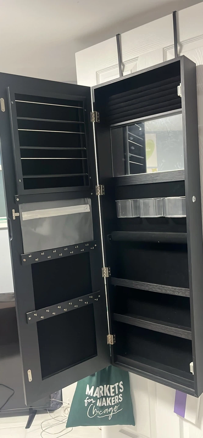 Black Over-the-Door Jewelry Armoire with Mirror - photo 3