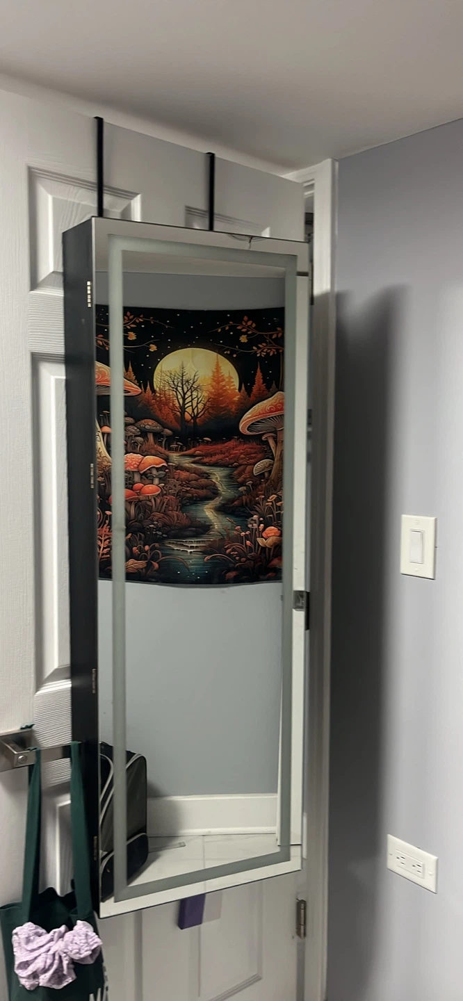 Black Over-the-Door Jewelry Armoire with Mirror