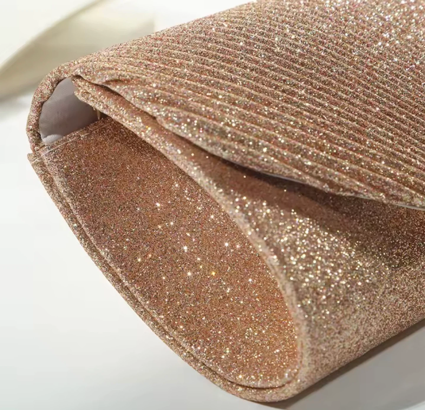 Gold Glitter Evening Clutch with Chain Strap - photo 3