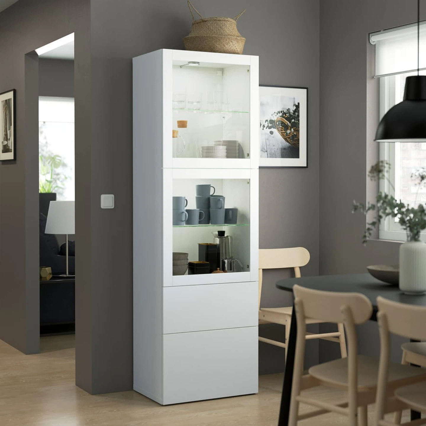 IKEA Besta White Glass Cabinet - photo 4