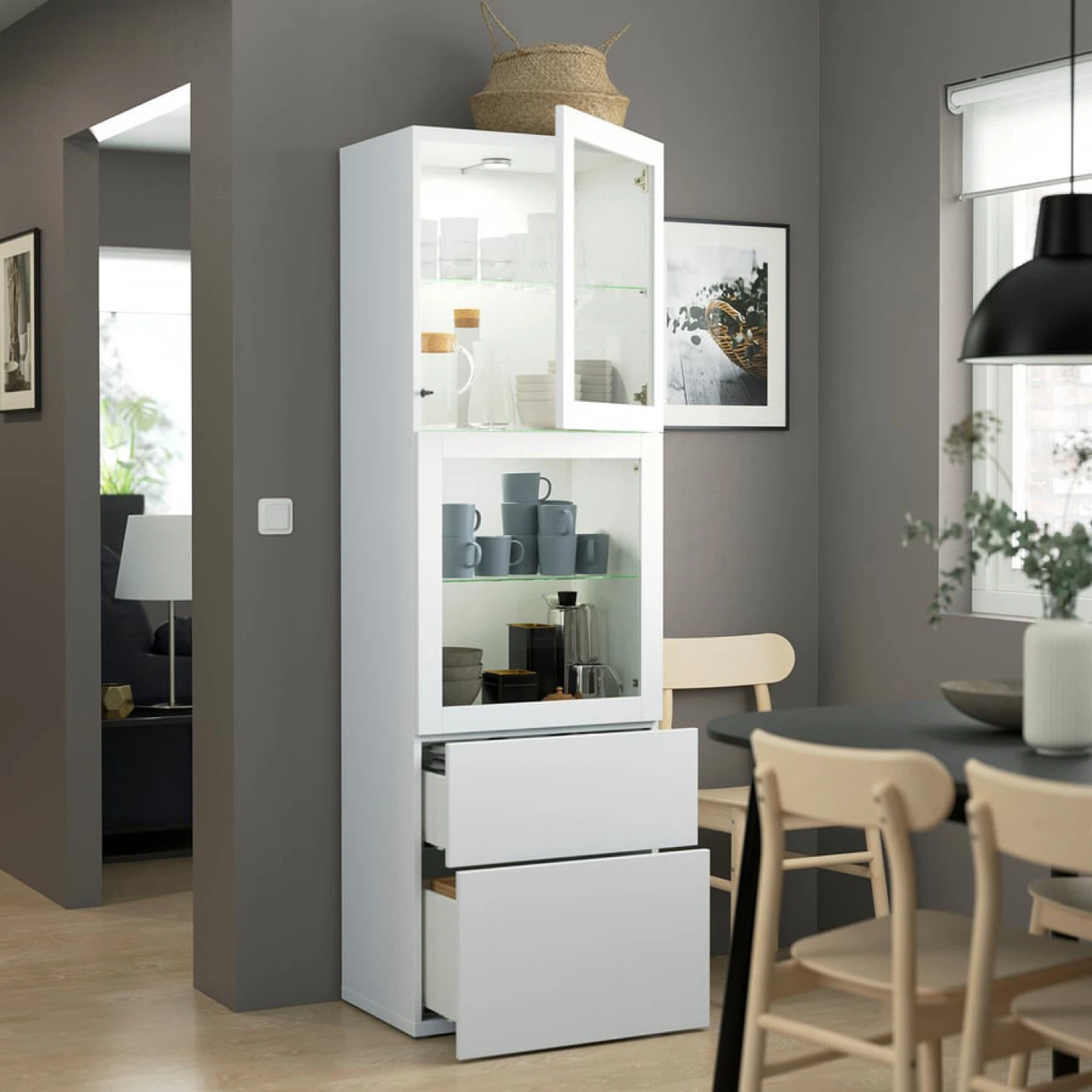 IKEA Besta White Glass Cabinet - photo 3