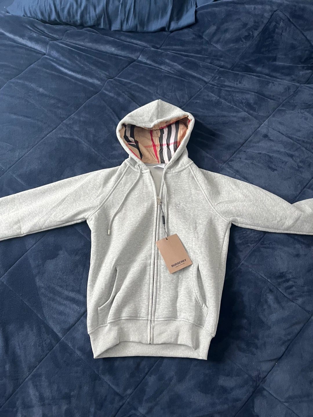 Burberry London England Grey Zip Hoodie - Size M
