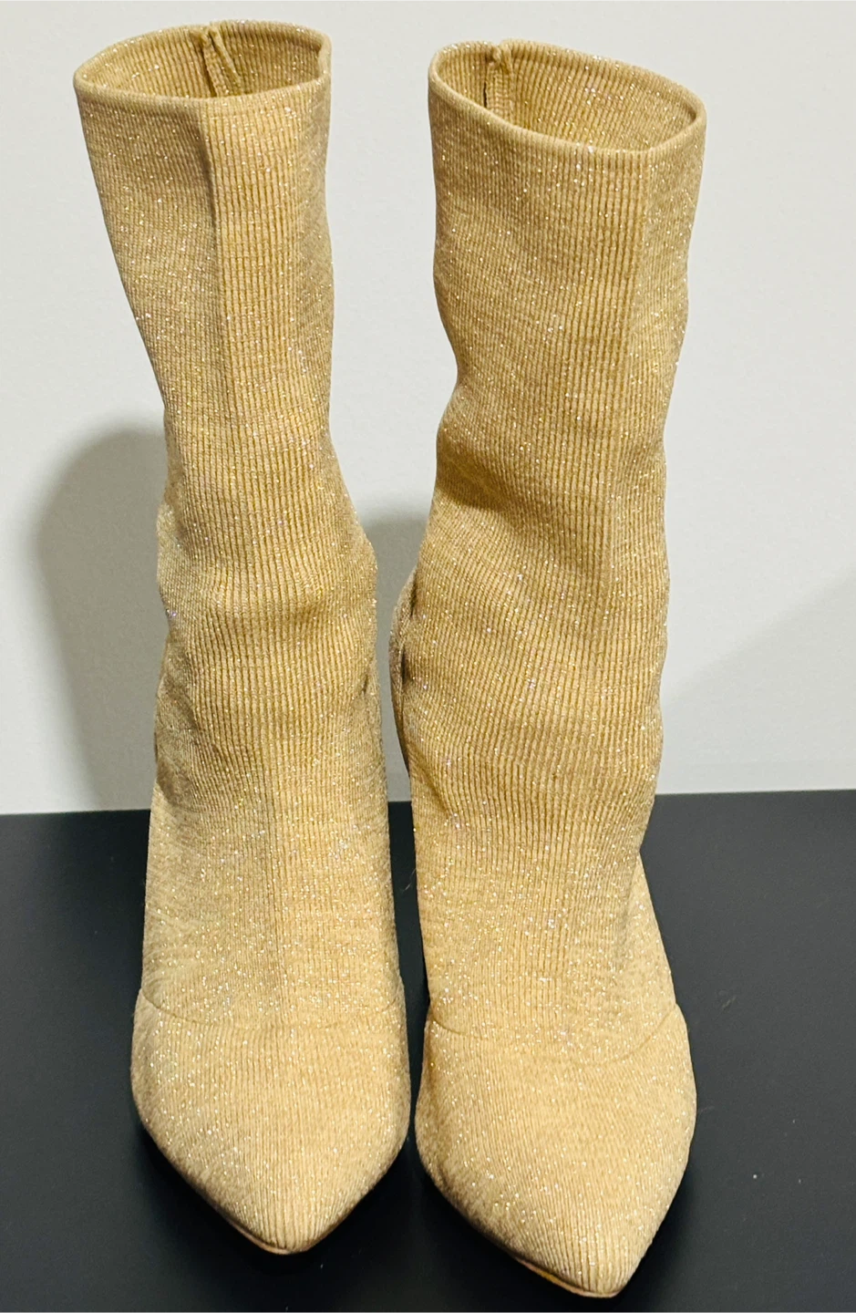 Gold Sparkly Sock Boots – Stylish & Trendy