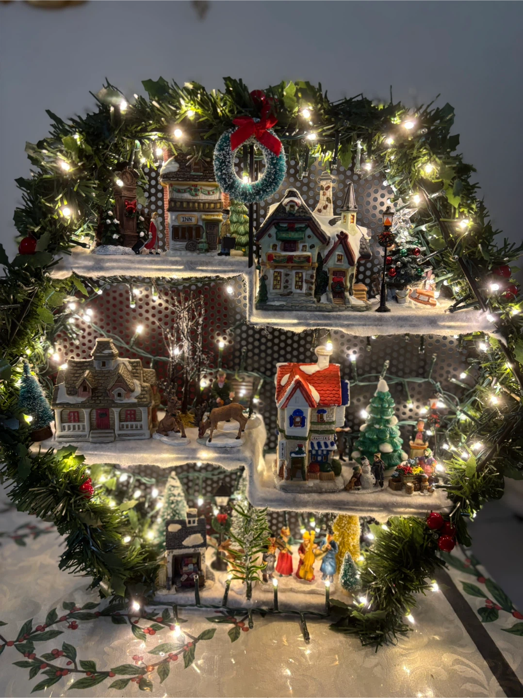 Christmas Village Display with Lights