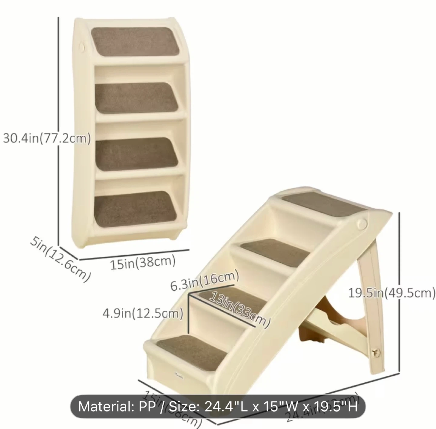 4-Level Foldable Pet Stairs - 24.4" x 15" x 19.5" - photo 4