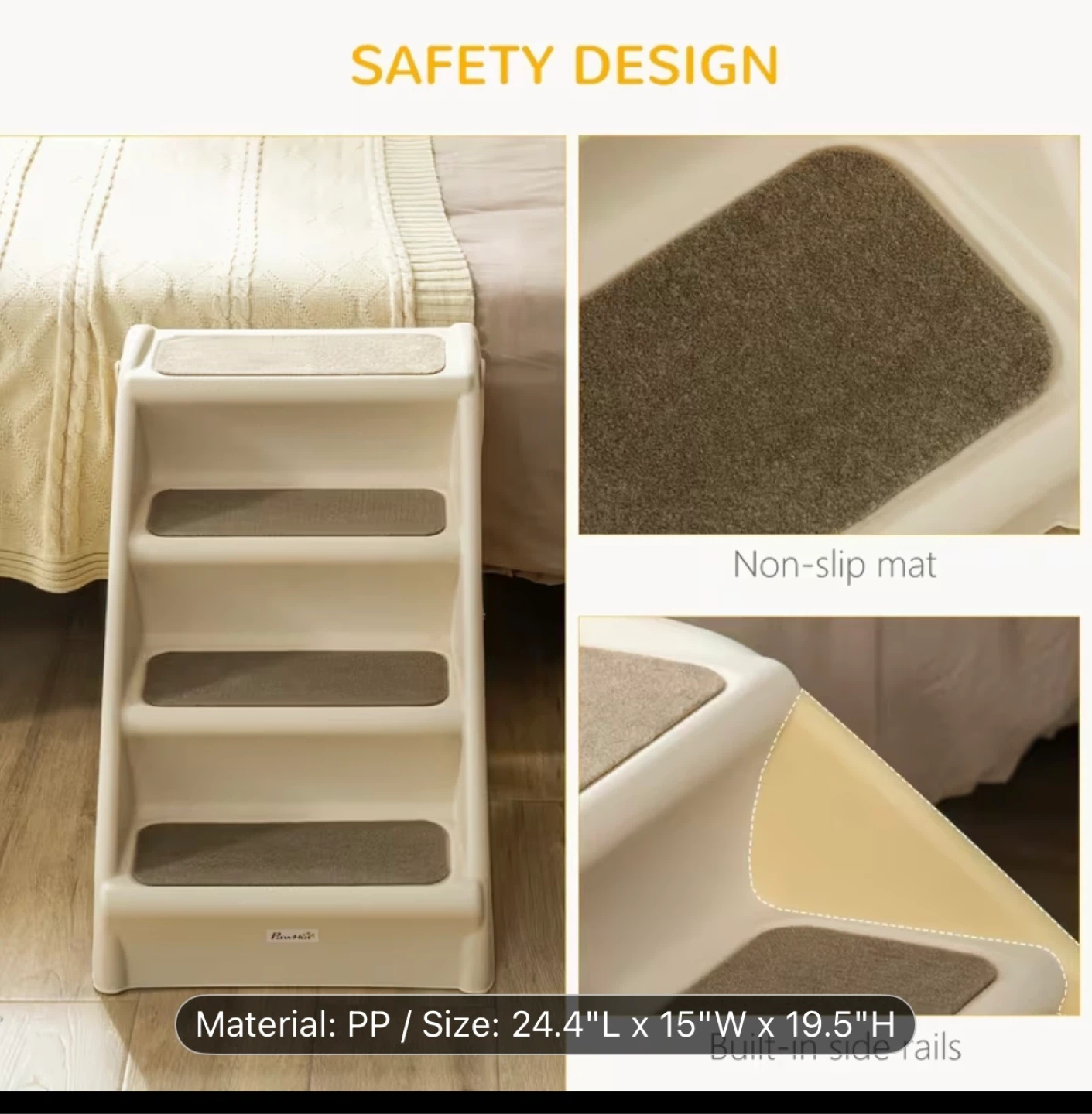 4-Level Foldable Pet Stairs - 24.4" x 15" x 19.5" - photo 5