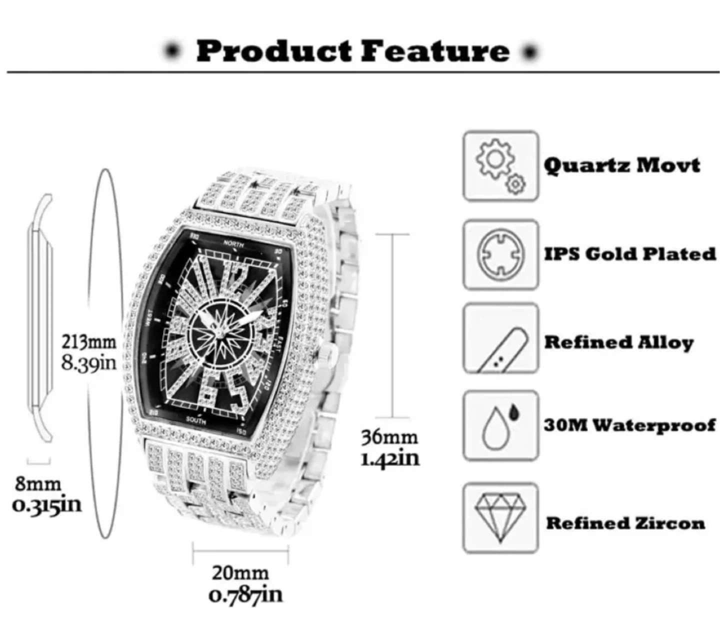Blinged-Out Silver Wristwatch - photo 4