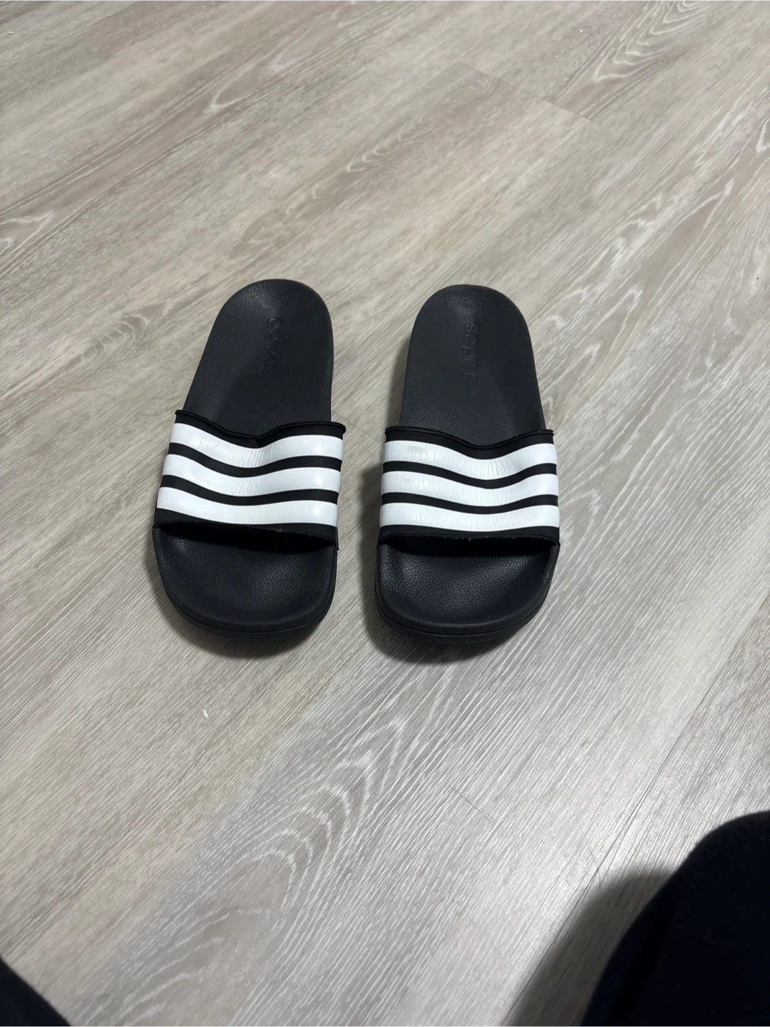 Adidas Adilette Slides - Black & White - Size 8