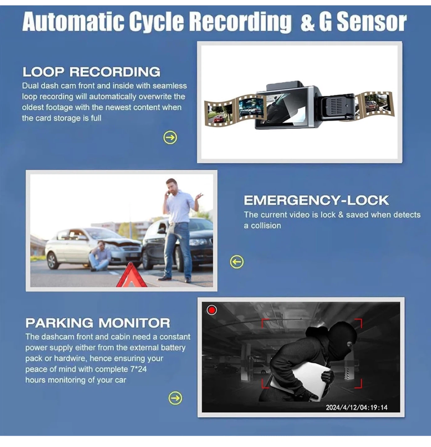 New* 3 channels dash cam - photo 5