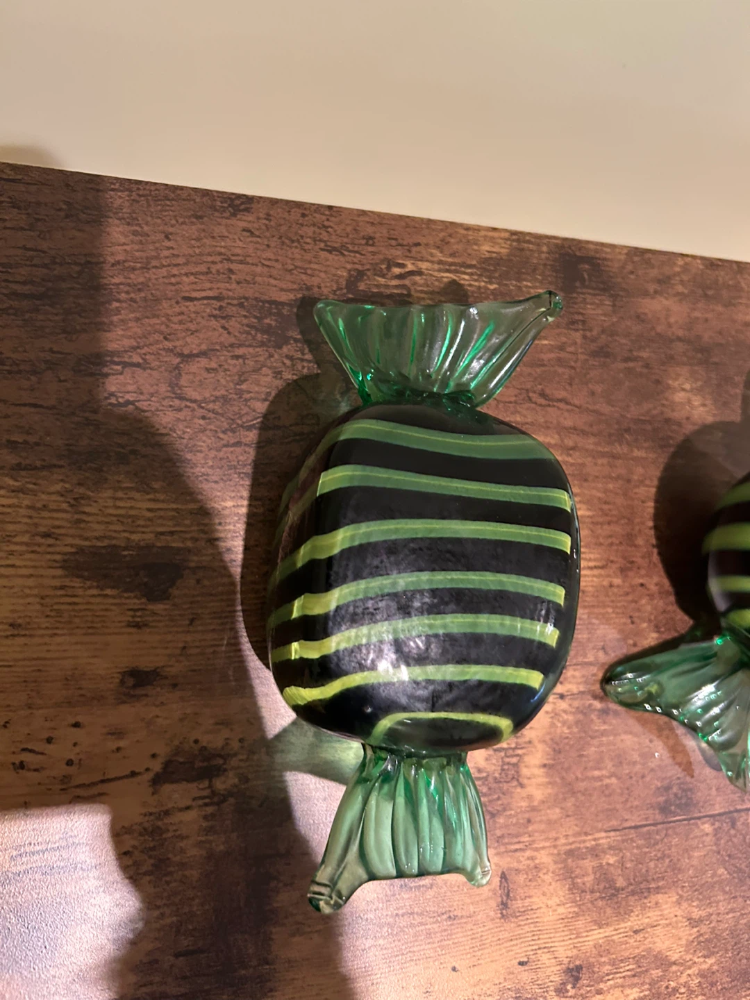 Set of 3 oversized Green & Black Glass Candies. - photo 3