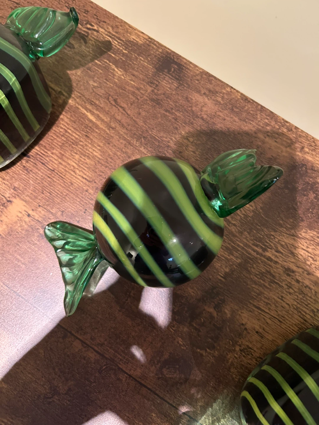 Set of 3 oversized Green & Black Glass Candies. - photo 4