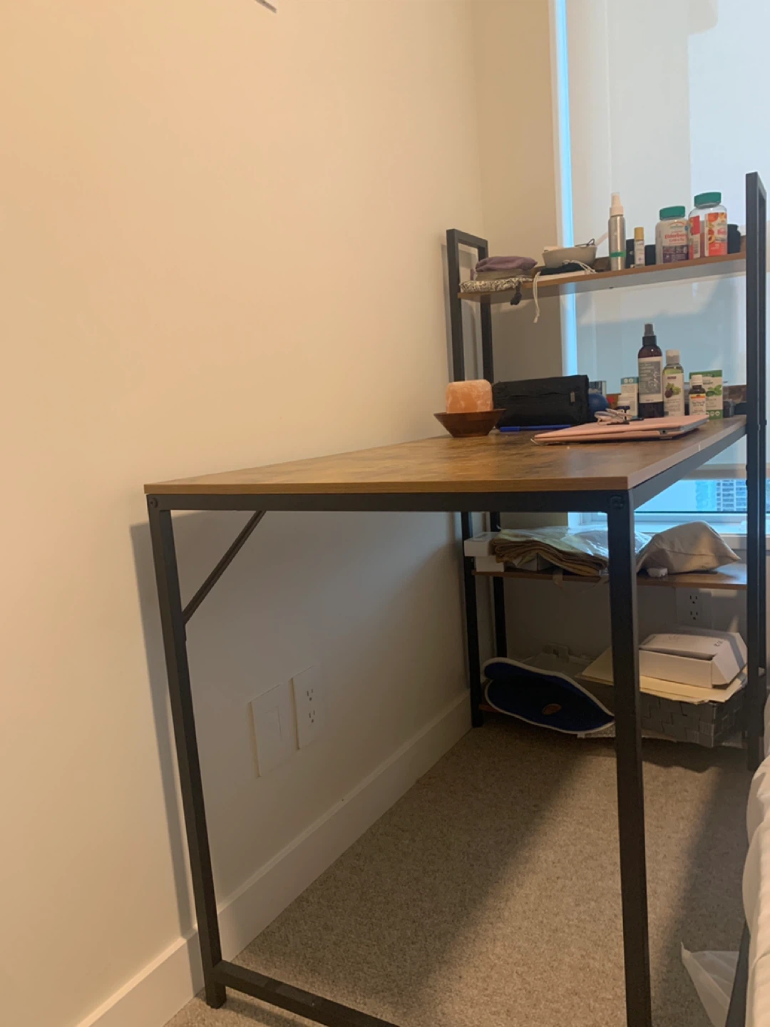 Computer desk Wood & Metal Desk with Shelves - photo 3