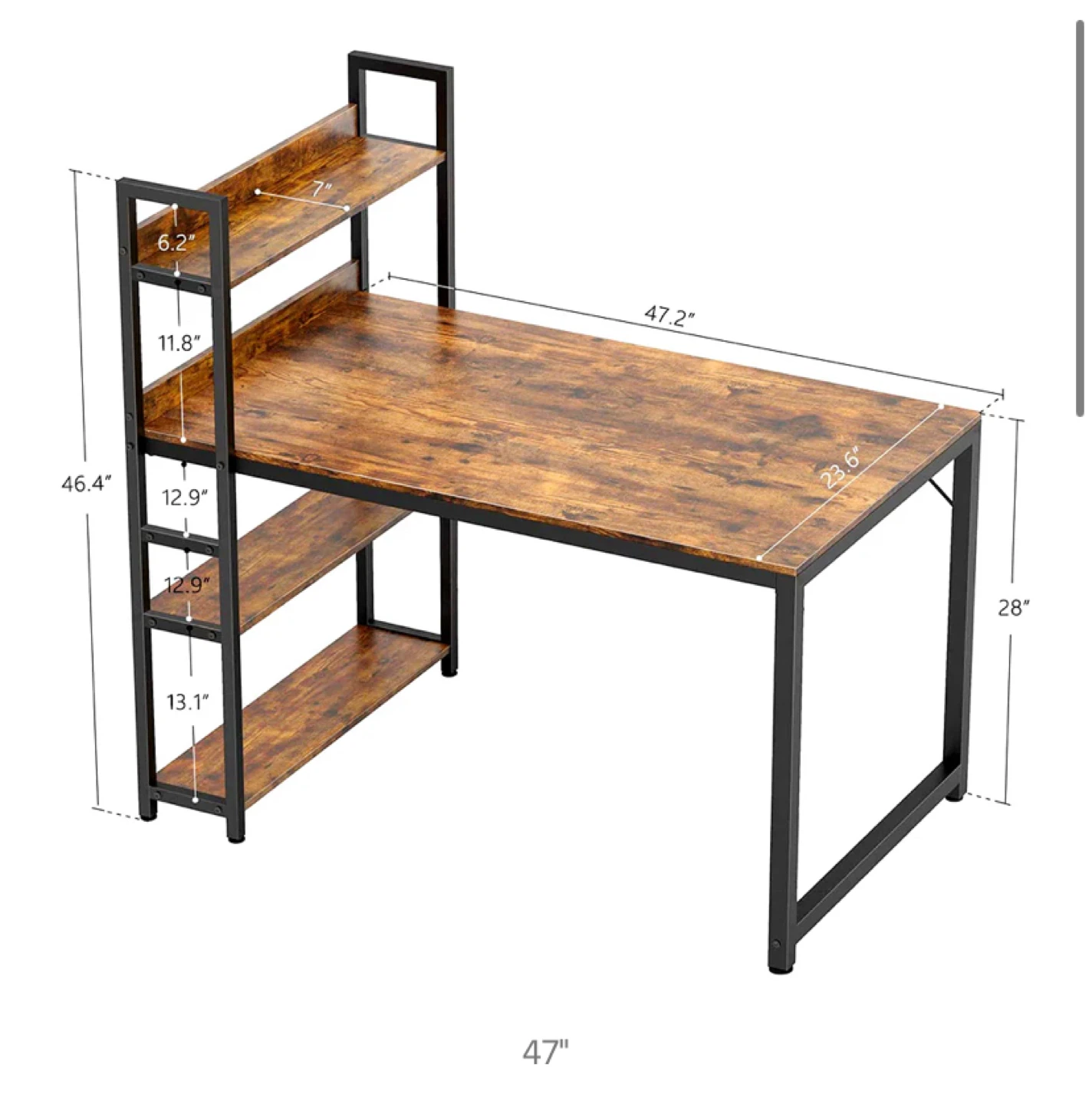 Computer desk Wood & Metal Desk with Shelves
