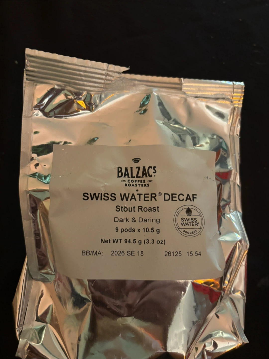 Balzac's Swiss Water Decaf Stout Roast 9 Pods