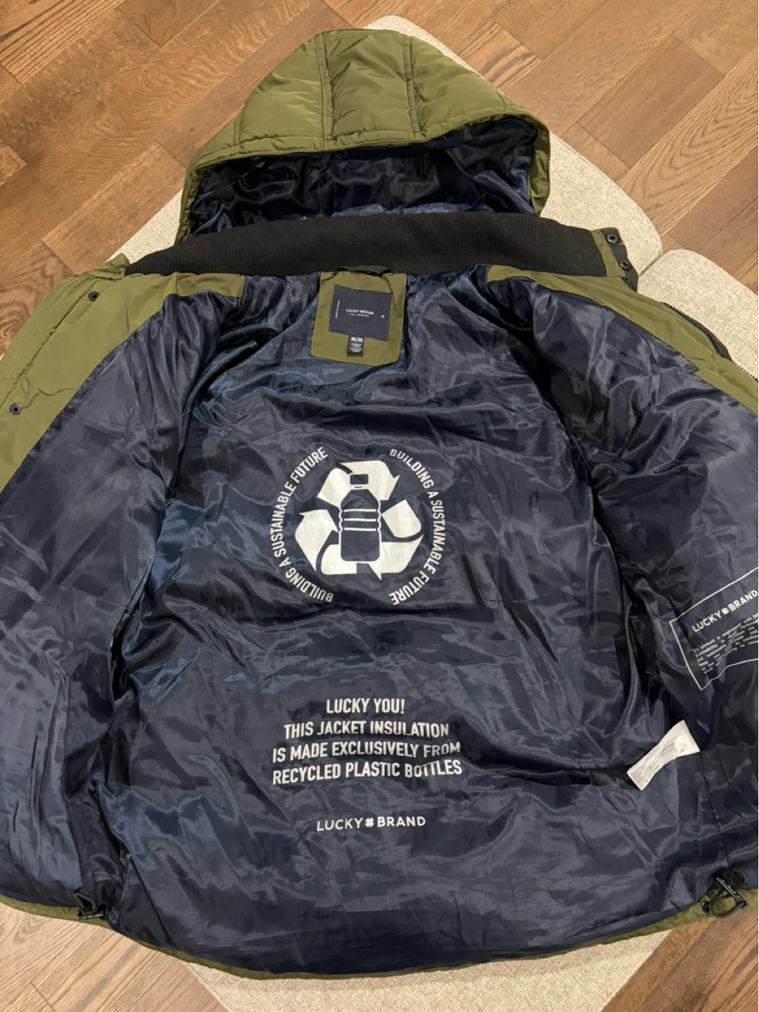 Lucky Brand Olive Puffer Jacket - Size M - photo 3