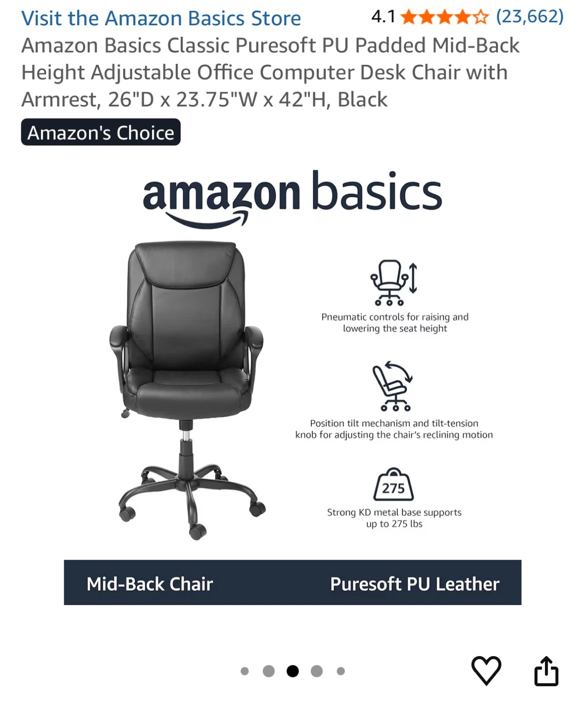 Amazon Basics Padded Office Chair - photo 3