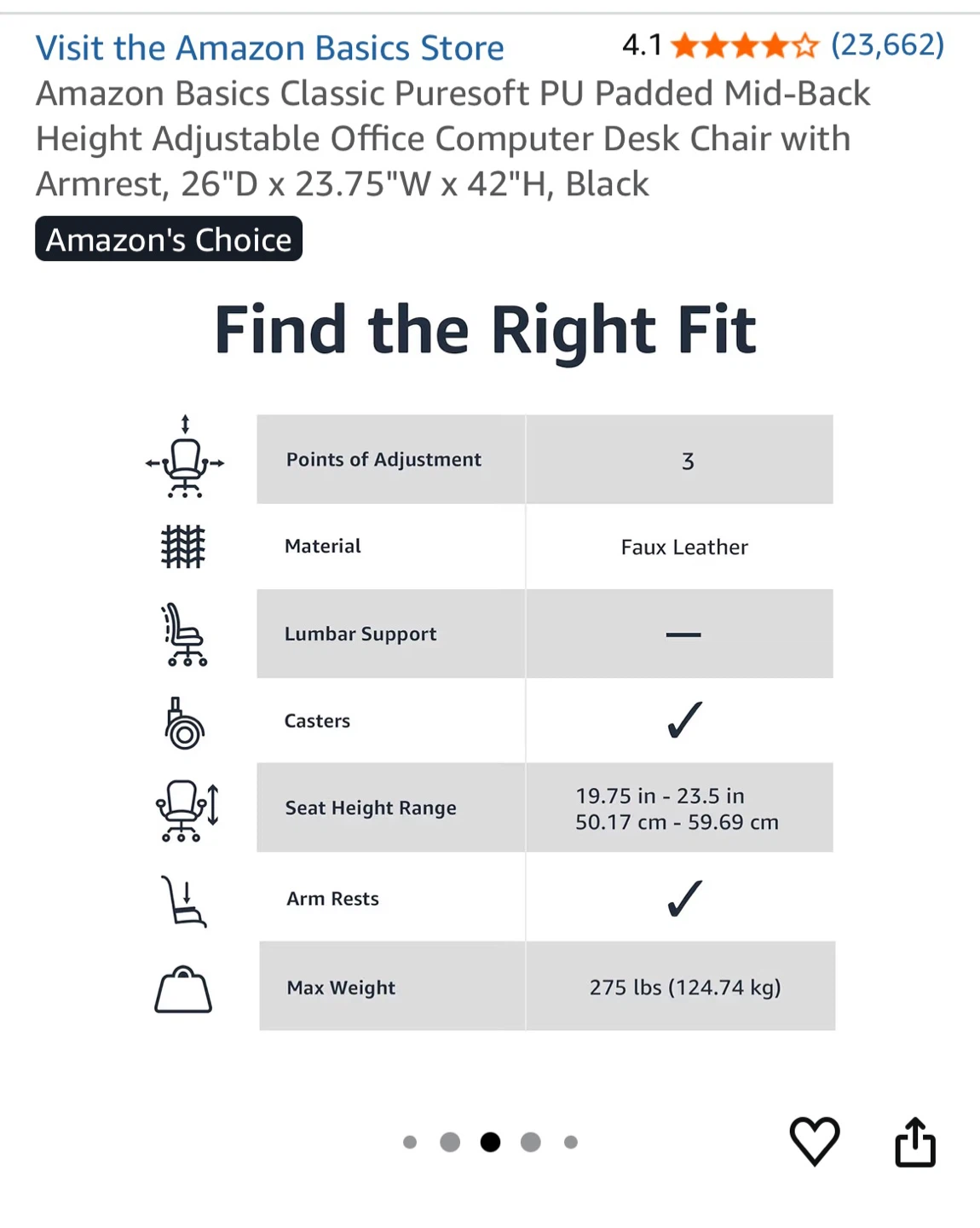 Amazon Basics Padded Office Chair - photo 2
