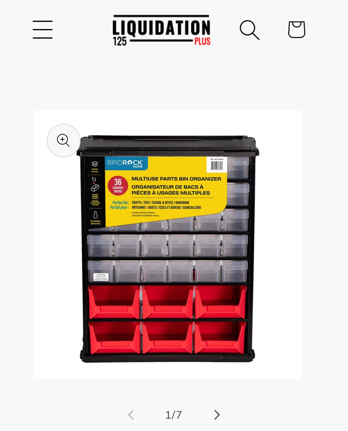BirdRock Home 36-Drawer Multipurpose Parts Bin Organizer