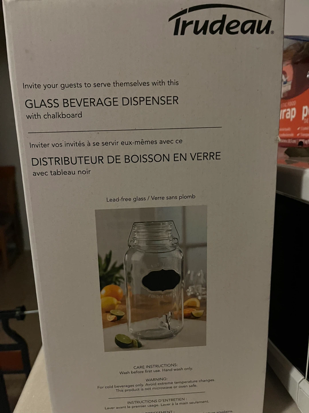 Trudeau Glass Beverage Dispenser w/ Chalkboard, 6L - photo 3