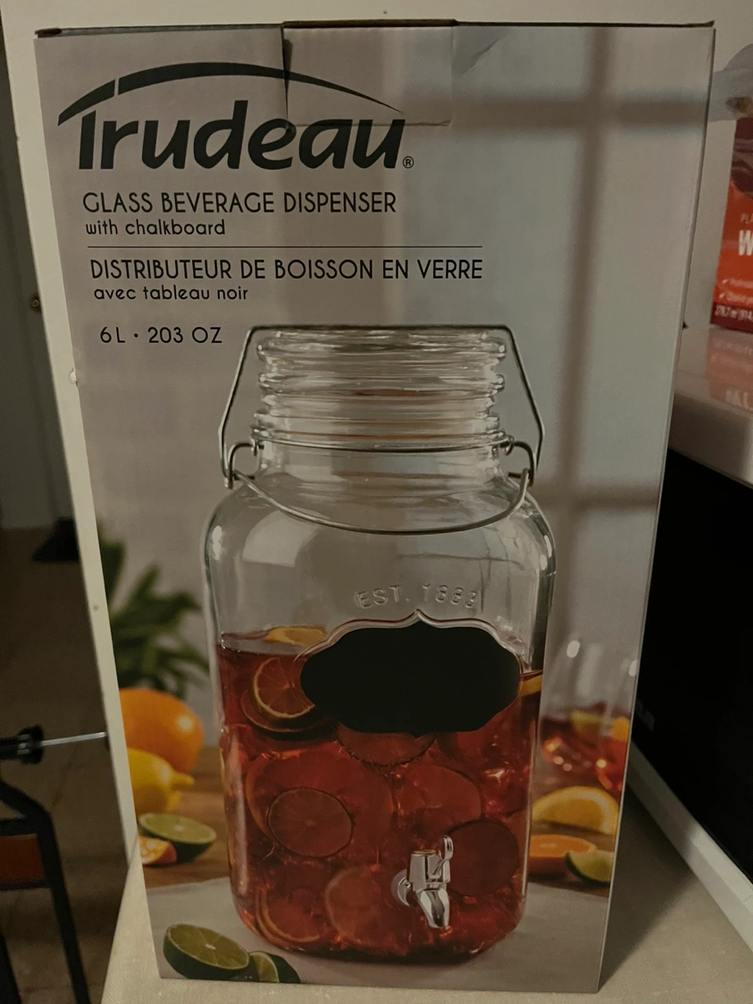 Trudeau Glass Beverage Dispenser w/ Chalkboard, 6L - photo 2