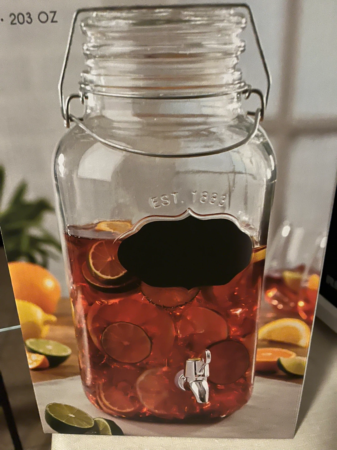 Trudeau Glass Beverage Dispenser w/ Chalkboard, 6L