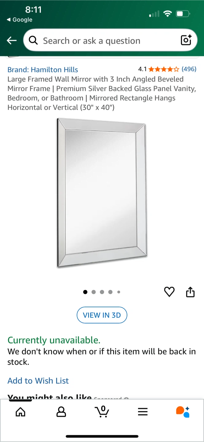 Hamilton Hills Large Framed Wall Mirror (30" x 40")