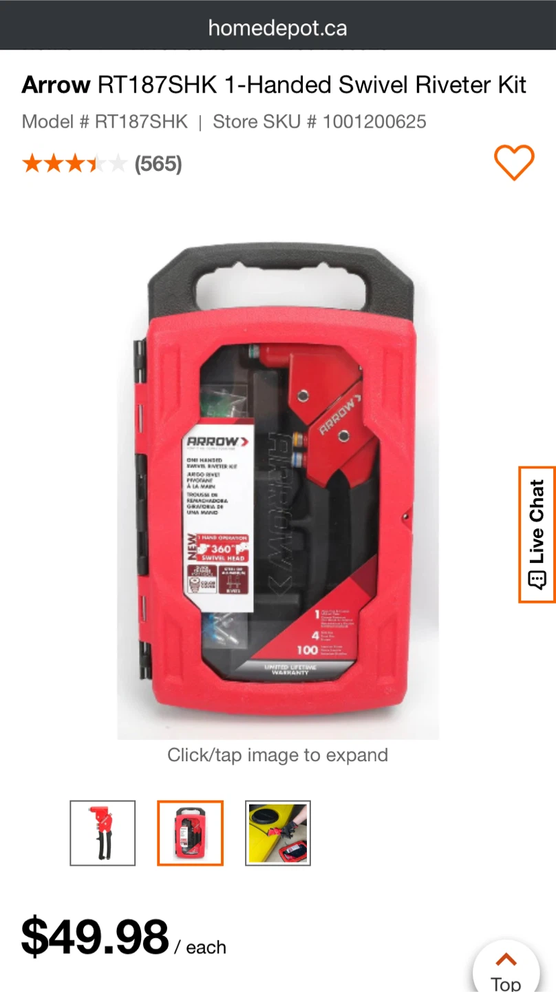 Arrow 1-Handed Swivel Riveter Kit - photo 4