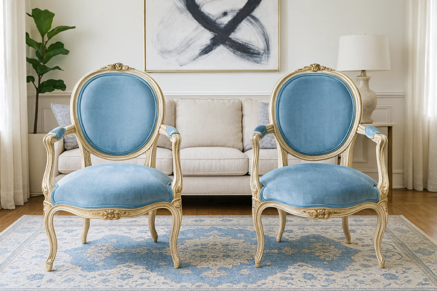Vintage Blue Accent Chair