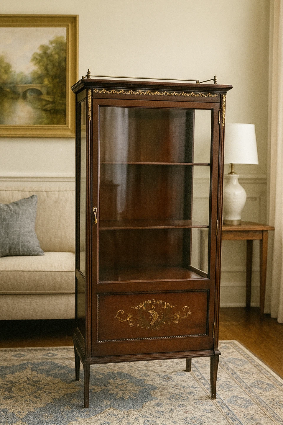 Vintage Dark Wood Display Cabinet