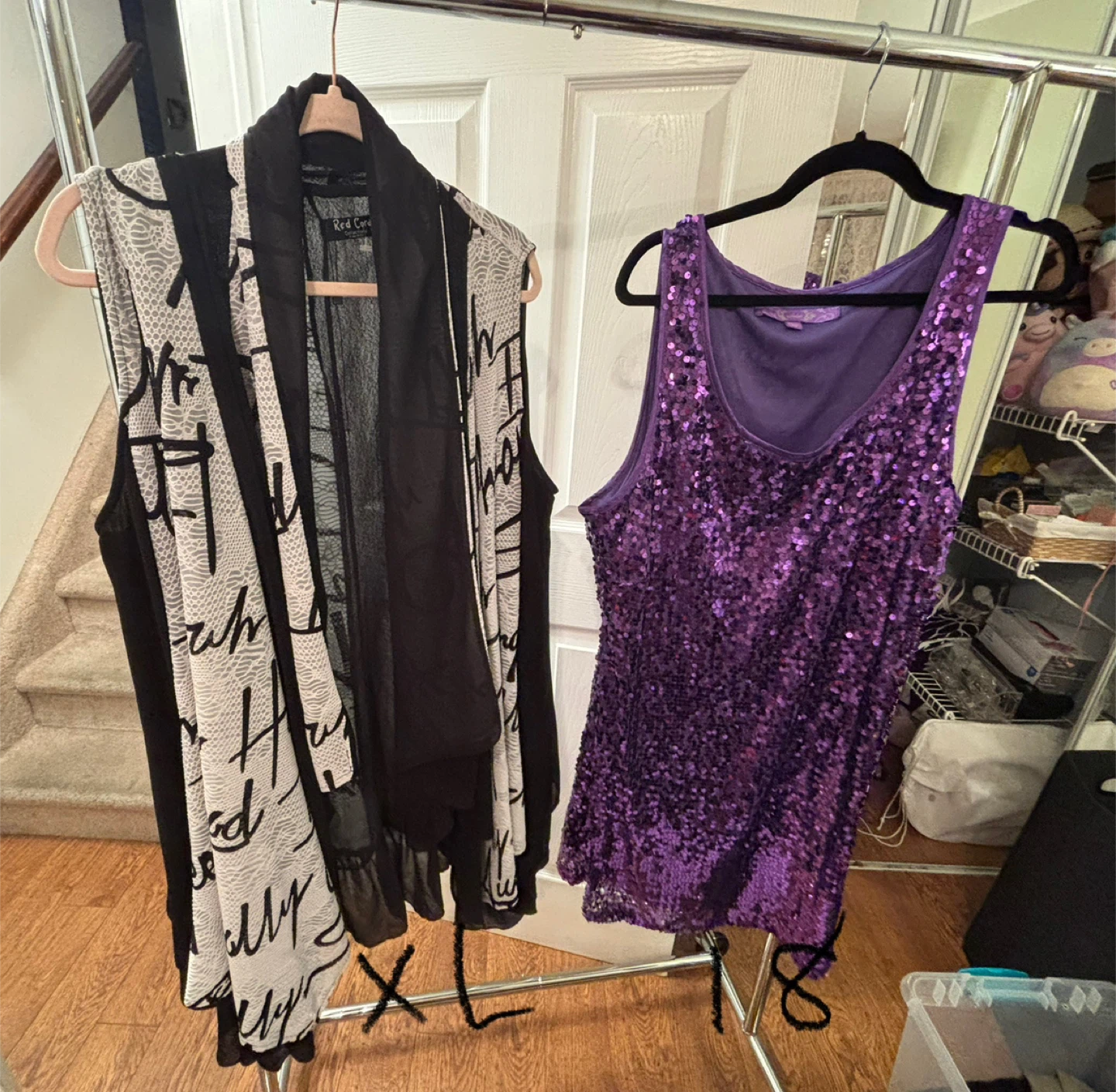 Red Coral Vest (XL) & Sequin dress (18)