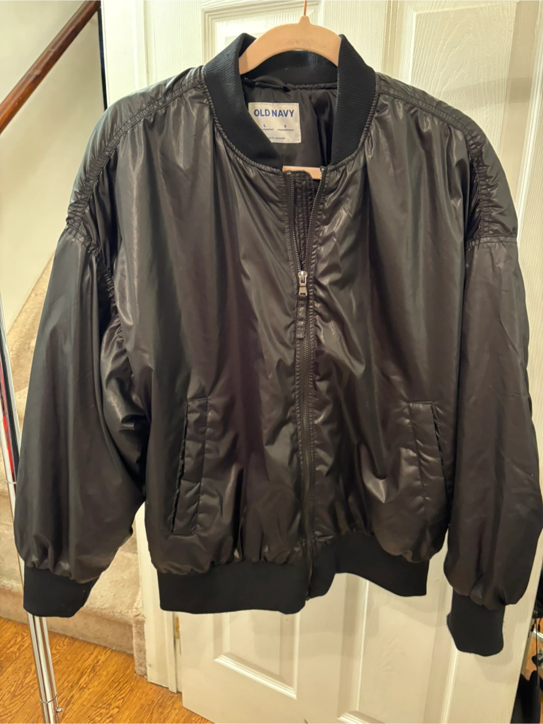 Old Navy Black Water-Resistant Bomber Jacket - Size L