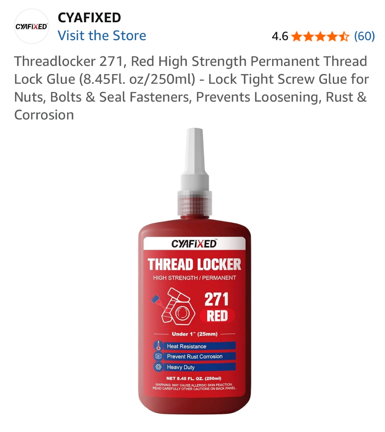 CYAFIXED Thread Locker 271 - NEW