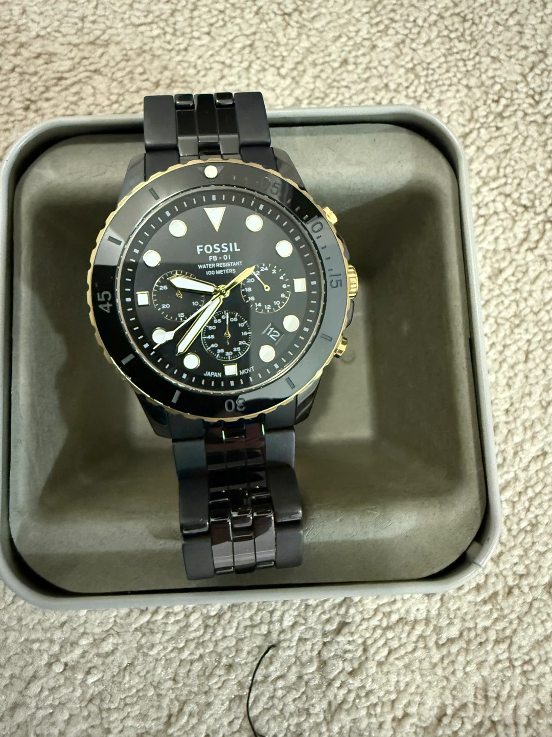Fossil FB-01 Black & Gold Watch CE5024 - New!