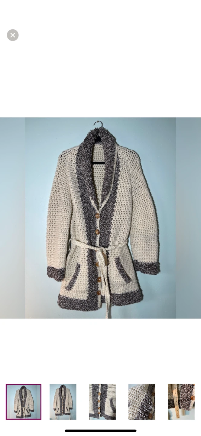 Handmade Crochet Cardigan - Beige & Brown - photo 2